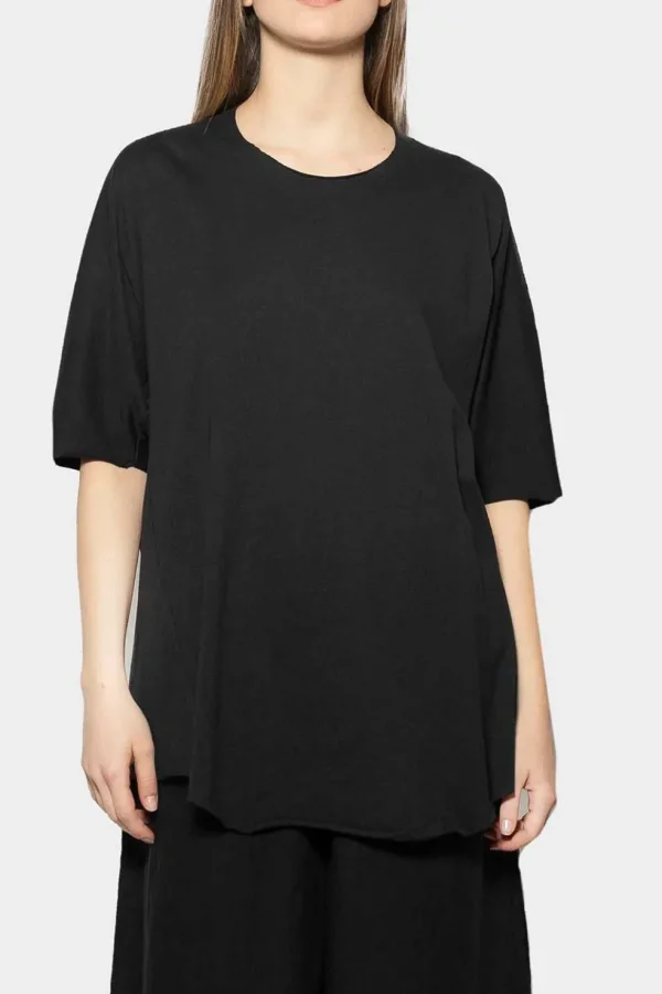 T-shirt Oversize Isabella Clementini in jersey nero i1285